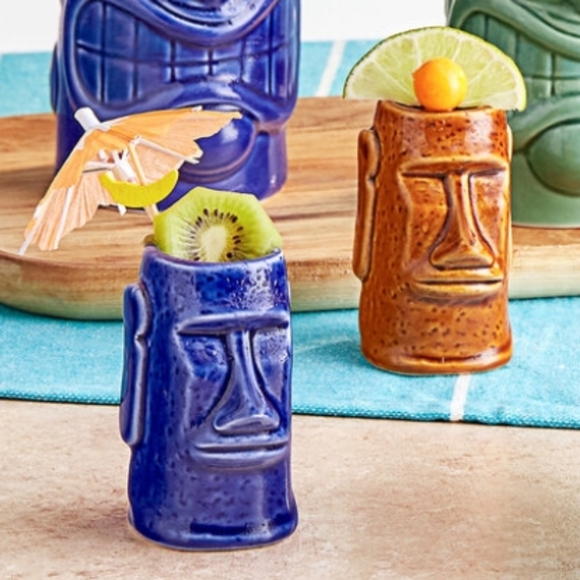 (3) 2.5oz Ceramic Tiki Easter Island Moai Shot Glasses NEW - Picture 11 of 15